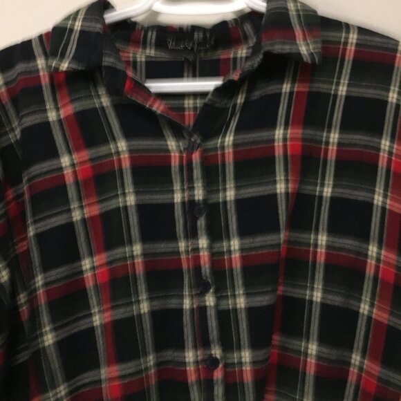 Velvet Heart Red, Navy & White Cotton Plaid Button Down Drophem Shirt - Picture 6 of 15